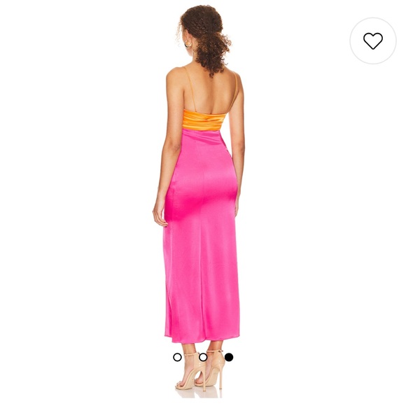 Alice & Olivia - Lilly’s Slit Midi Dress in Orange and Candy - US 4 - Picture 4 of 10